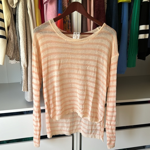 Sadie & Sage Boutique Sherbert Striped Semi Sheer Sweater Top Blouse - Picture 3 of 4
